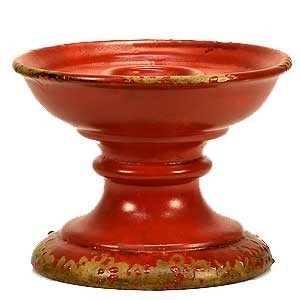 Red Ceramic Pedestal Candle Holder