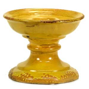 Yellow Ceramic Pedestal Candle Holder
