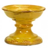 Yellow Ceramic Pedestal Candle Holder