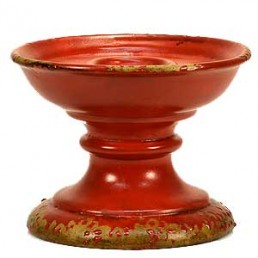 Red Ceramic Pedestal Candle Holder