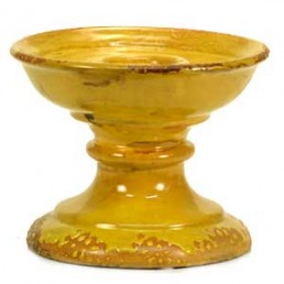 Yellow Ceramic Pedestal Candle Holder
