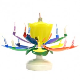 Musical Flower Rainbow Yellow Birthday Candle